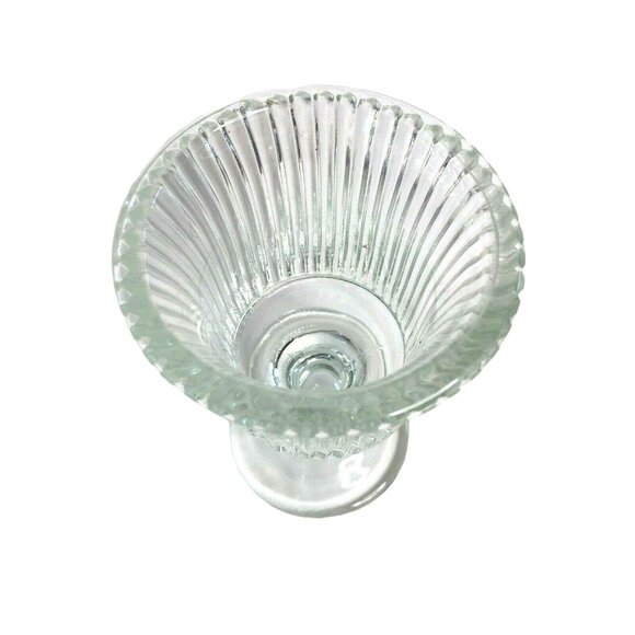Vintage Clear Ribbed Footed Glass Candle Holder or Oyster Glass - Picture 2 of 6